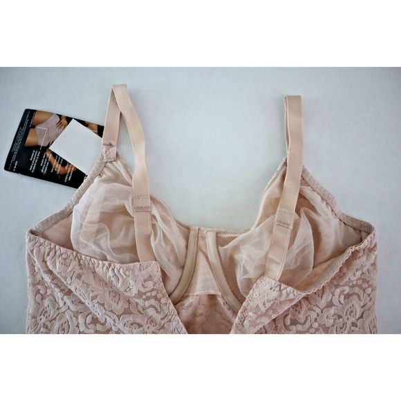 Bali Shapewear Sz 40C Rose Firm Control Lace ‘n Smooth Built-In Bra Body Briefer - Picture 4 of 6